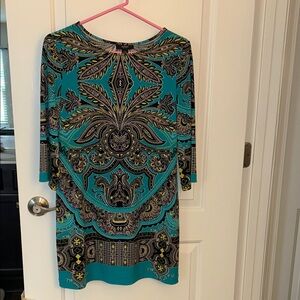 Elegant Teal Green and Purple Paisley Dress - Alfani